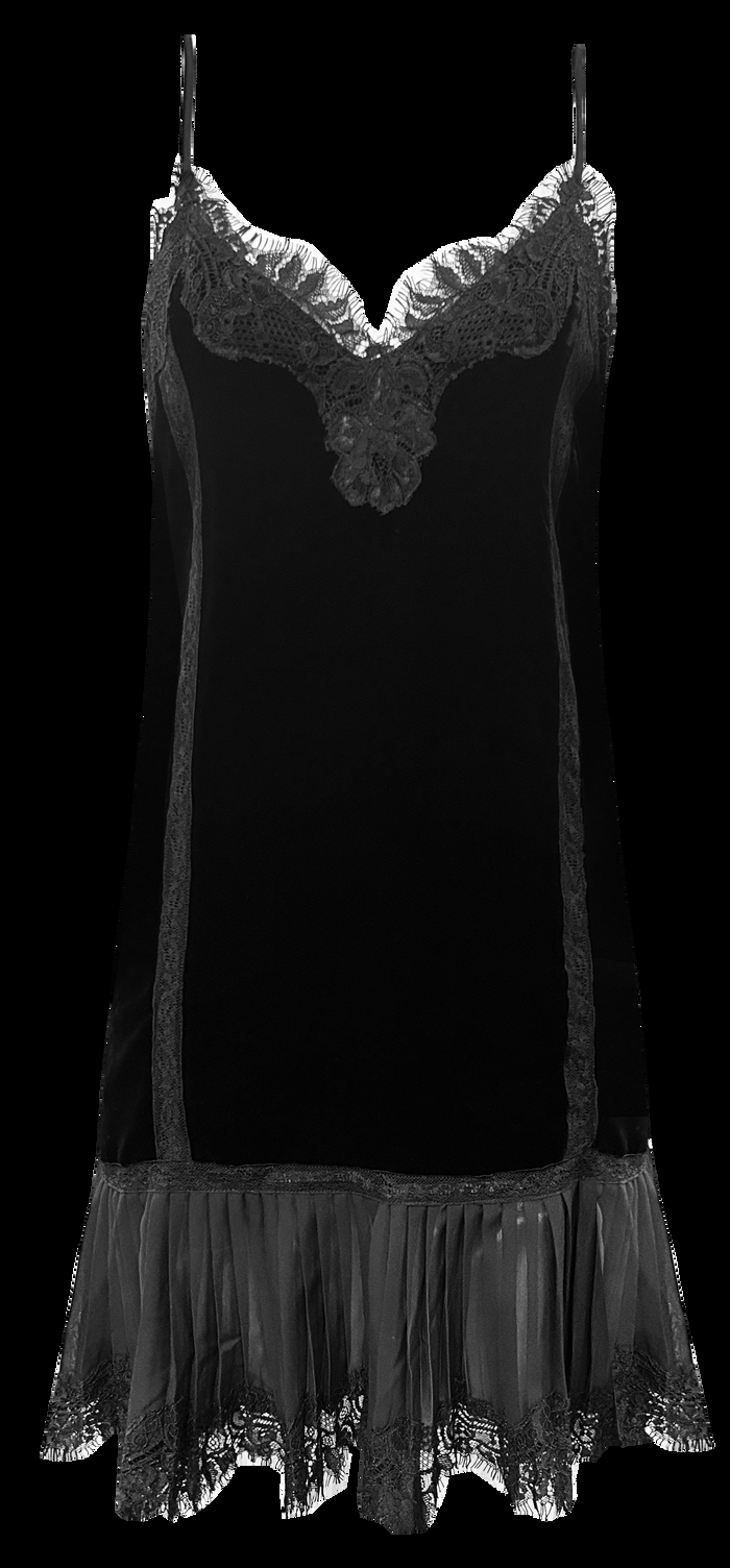 gold hawk Velvet Pleated Panel Dress - Black