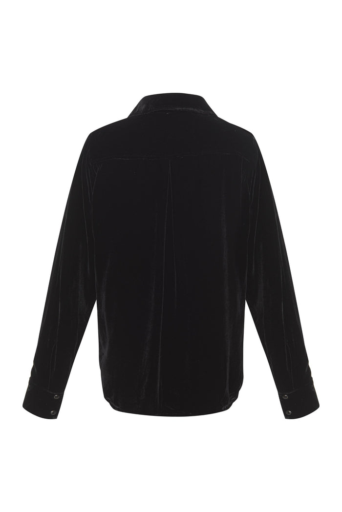 Gold Hawk Velvet Pocket Shirt Black