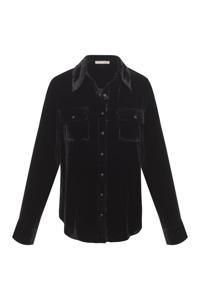 gold hawk Velvet Pocket Shirt Black