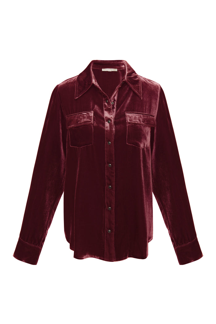 gold hawk Velvet Pocket Shirt - Dalia Red