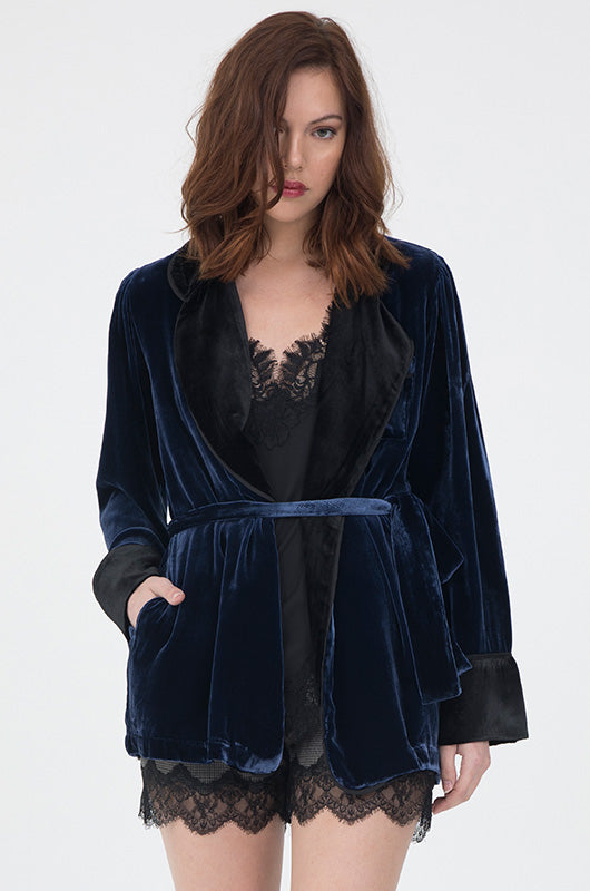 Gold Hawk Velvet Robe Blazer