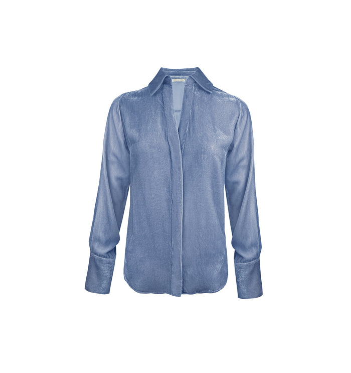 gold hawk Velvet Runway Shirt - Ash Blue