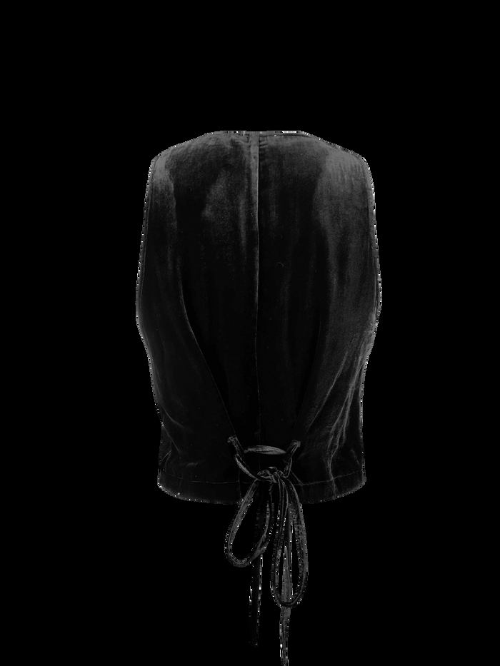 Gold Hawk Velvet Vest - Black
