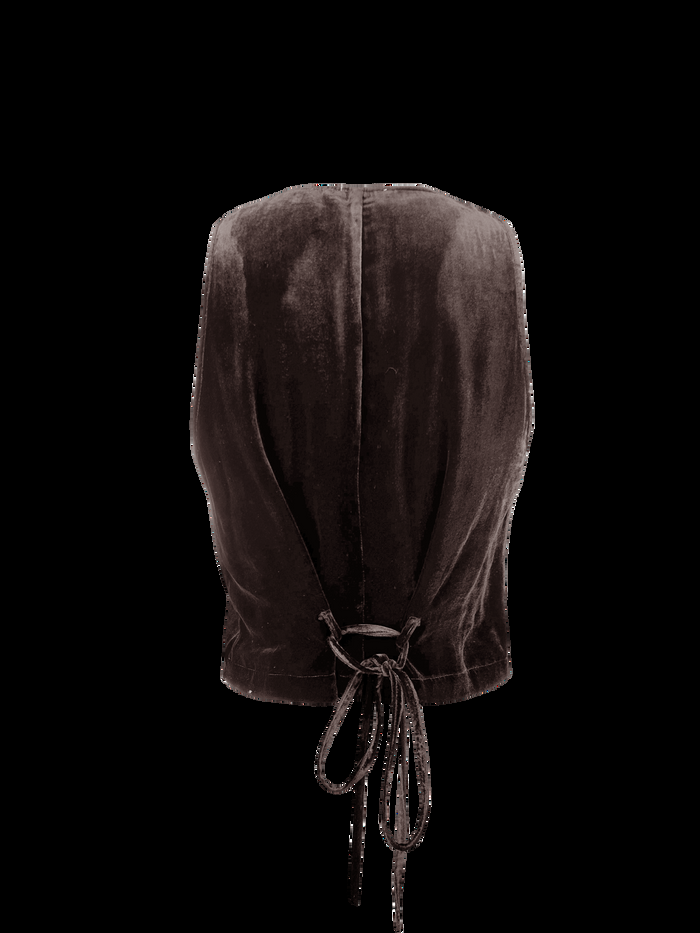 Gold Hawk Velvet Vest - Fudge