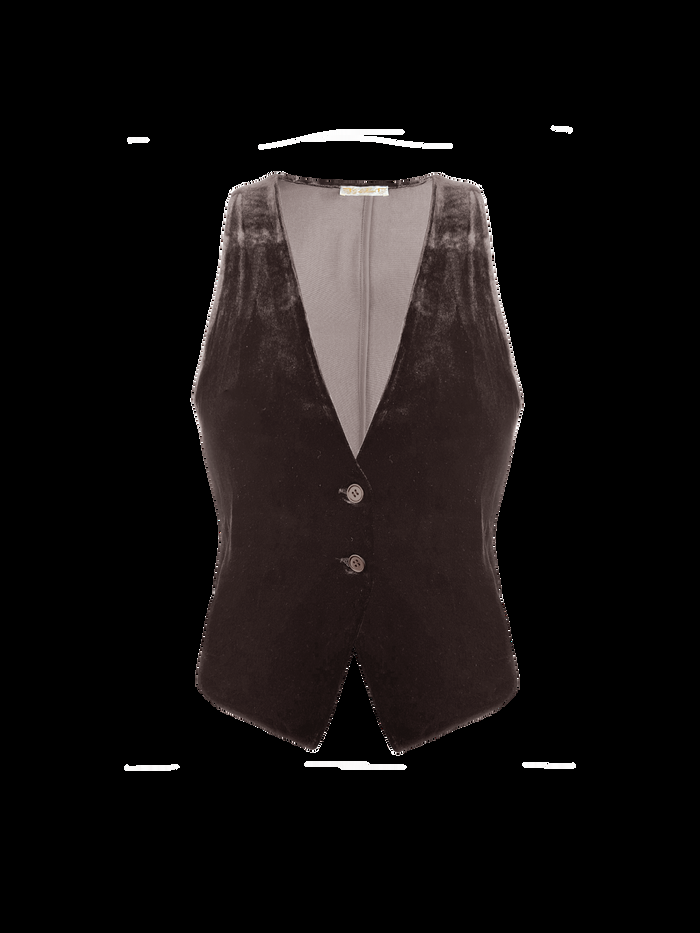 gold hawk Velvet Vest - Fudge