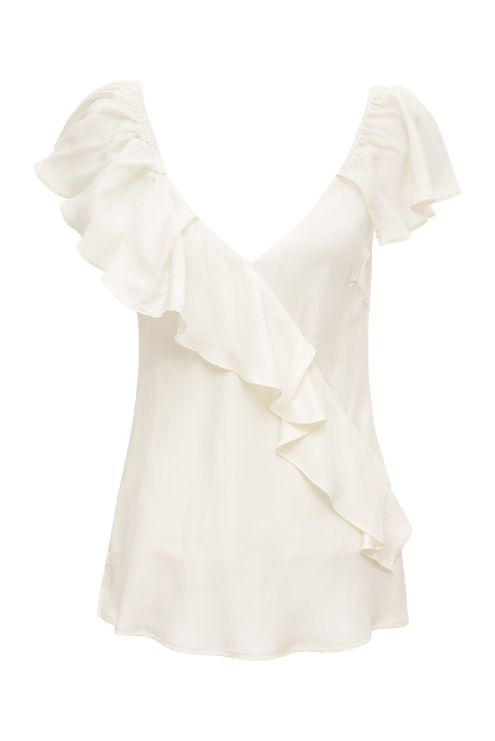 gold hawk Victoria Ruffle Cami Charmeuse Dove