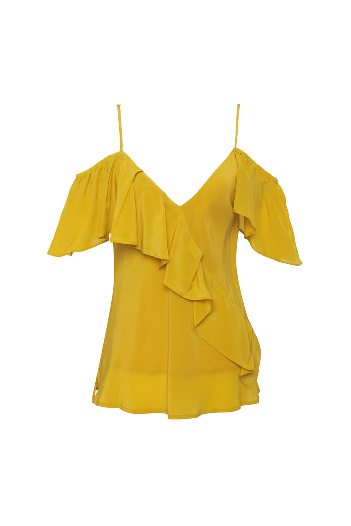 Gold Hawk Victoria Ruffle Cami Georgette