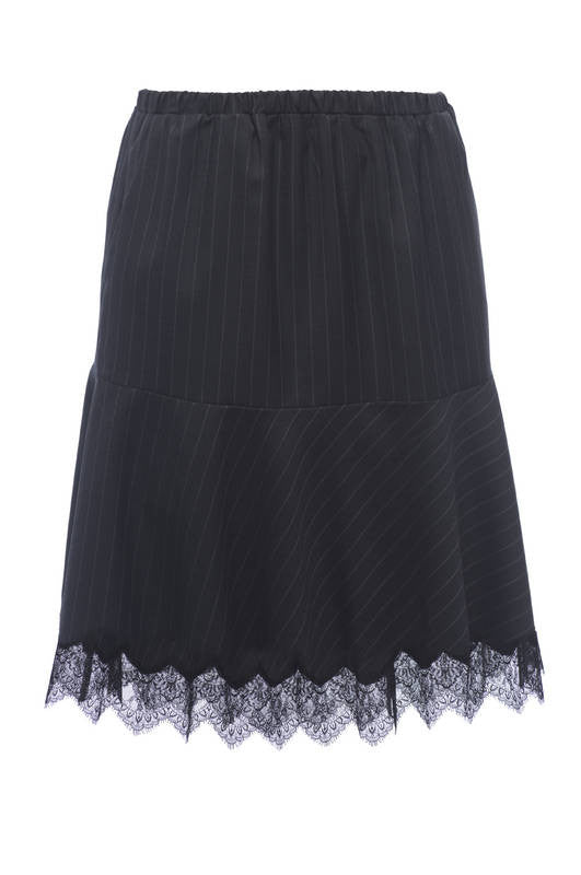 gold hawk Wool A-Line Lace Skirt - Grey