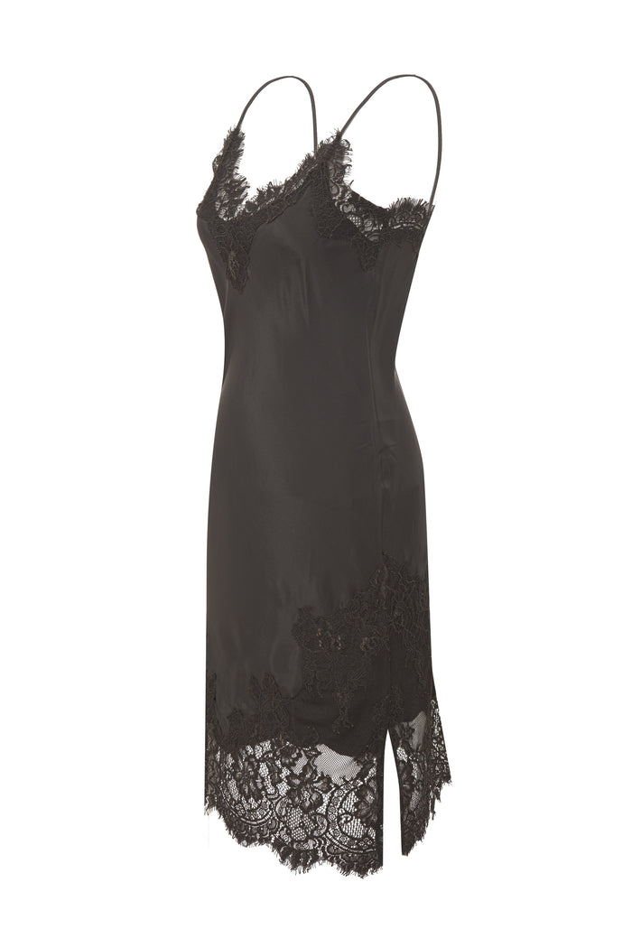 Gold Hawk LAST PIECES - Grace Lace Silk Dress Dark Grey