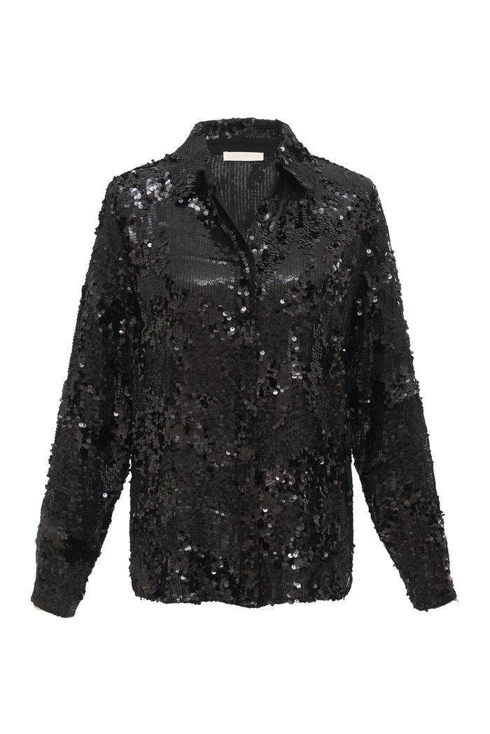 gold hawk Now 60% OFF - Lexi Sequin Classic Shirt - Black