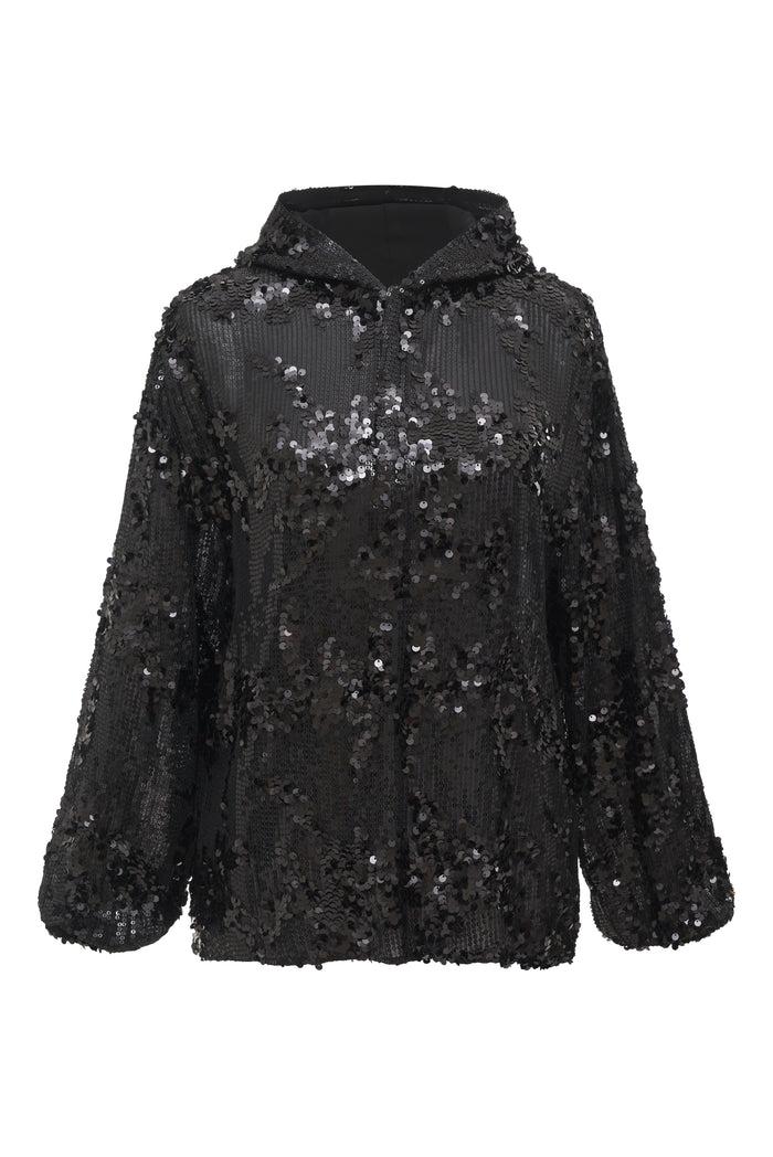 Gold Hawk Now 60% OFF - Lexi Sequin Pull Over Hoodie Top