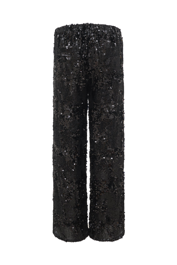 Gold Hawk Now 60% OFF - Lexi Sequin Wide Leg Pant - Black
