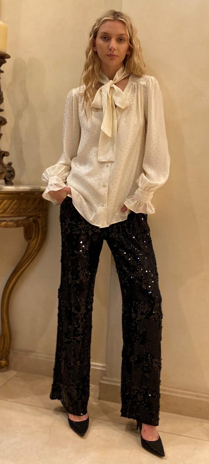 Gold Hawk Now 60% OFF - Lexi Sequin Wide Leg Pant - Black