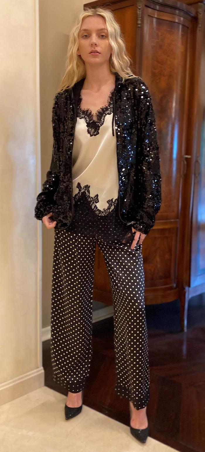 Gold Hawk Now 60% OFF - Lexi Sequin Zipper Hoodie - Black