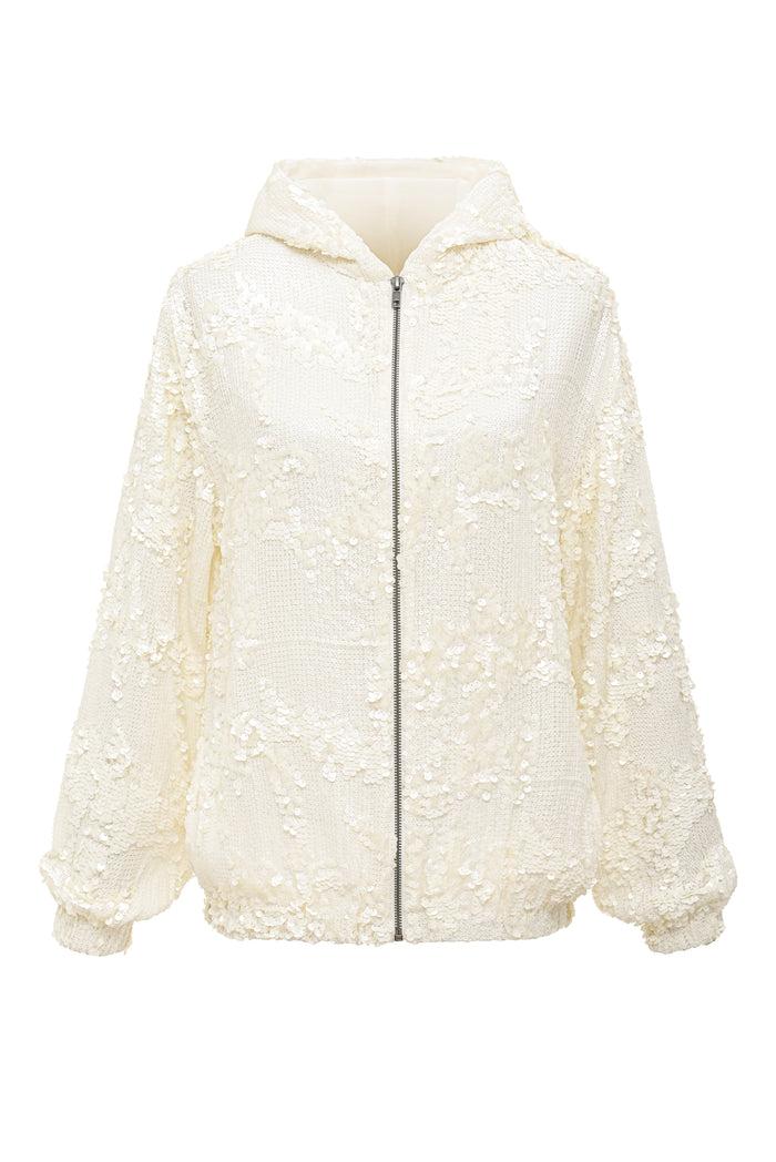 gold hawk Now 60% OFF -Lexi Sequin Zipper Hoodie - Dove