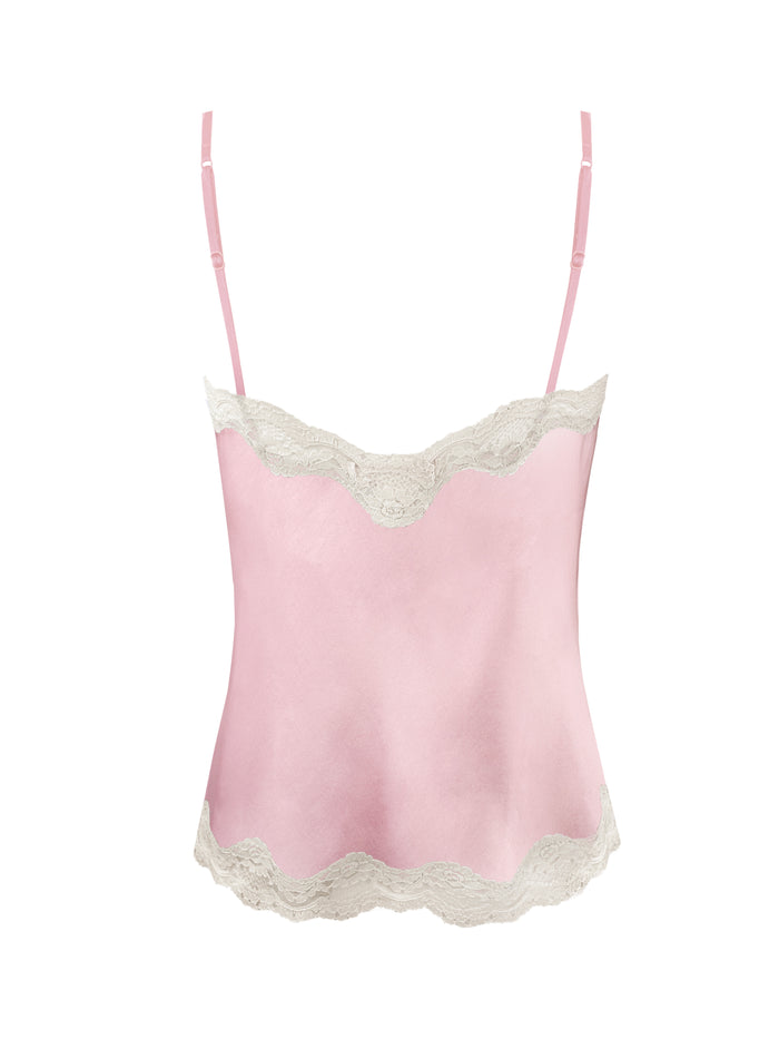 Gold Hawk Pearl Lace Two Tone Cami - Pink Candle Light