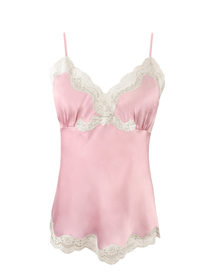 gold hawk Pearl Lace Two Tone Cami - Pink Candle Light