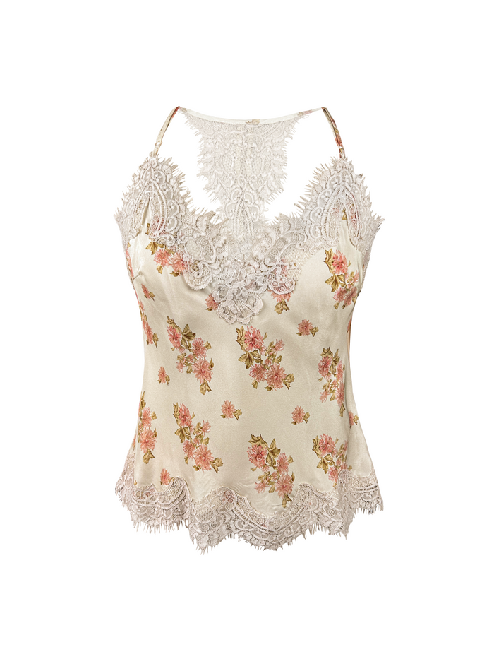 gold hawk Printed Lucy Crop Bias Camie Vintage Floral Print