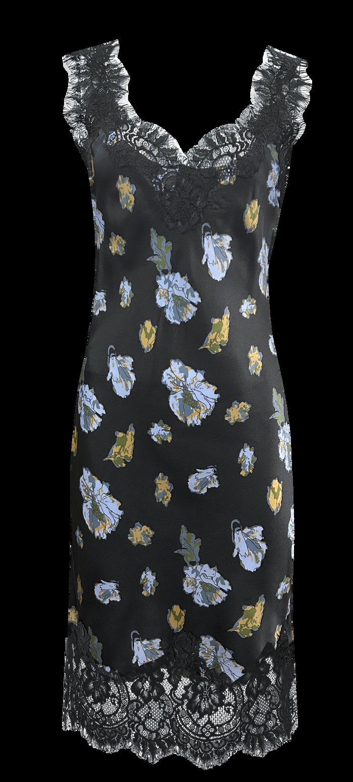 gold hawk Printed Megan Slip Dress Black Flora Garden Print