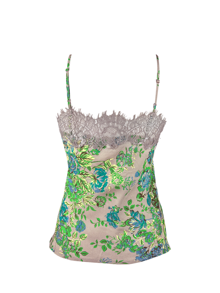 Gold Hawk Printed Sheer Harlow Bias Camie - Light Taupe English Garden Print