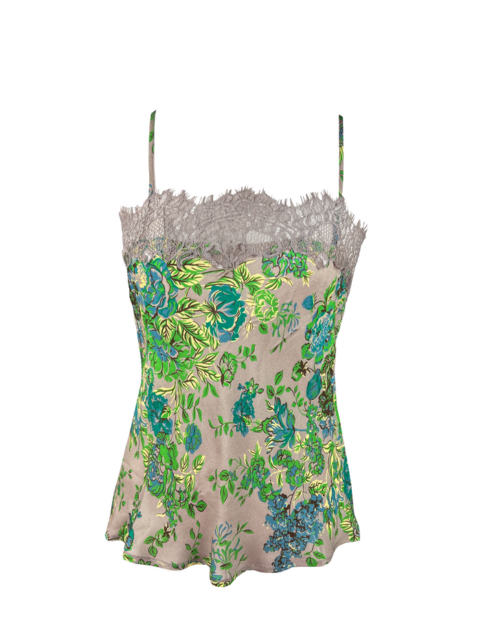 gold hawk Printed Sheer Harlow Bias Camie - Light Taupe English Garden Print