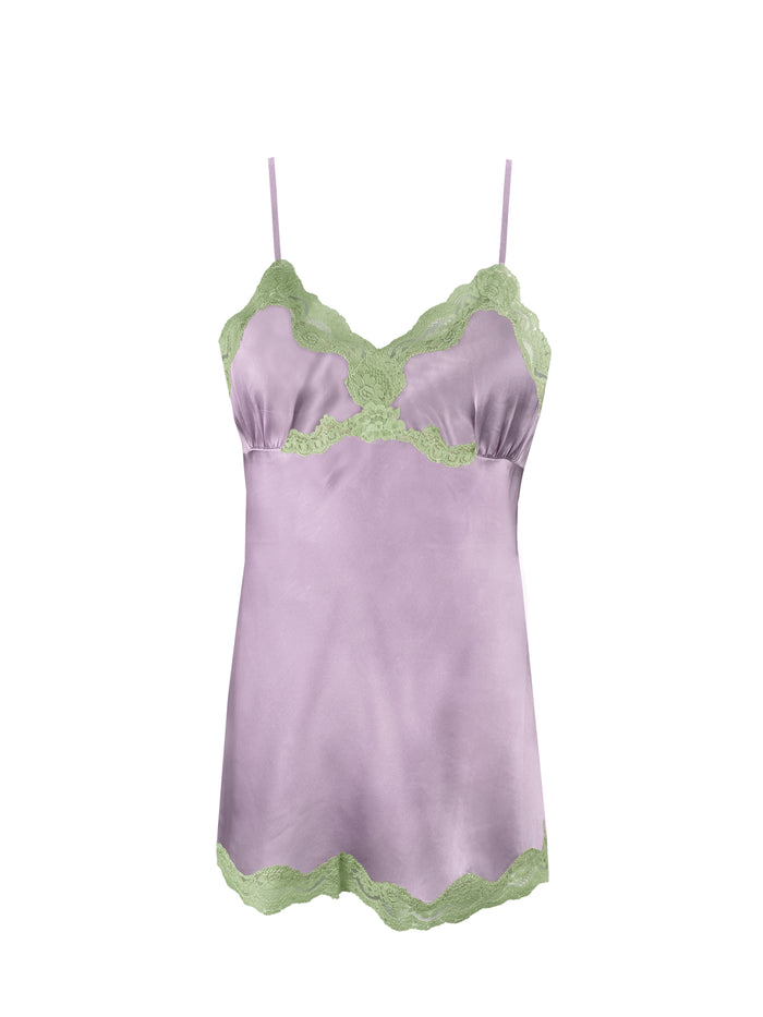 gold hawk Two Tone V-Back Lace Chemise - Lavender Mist