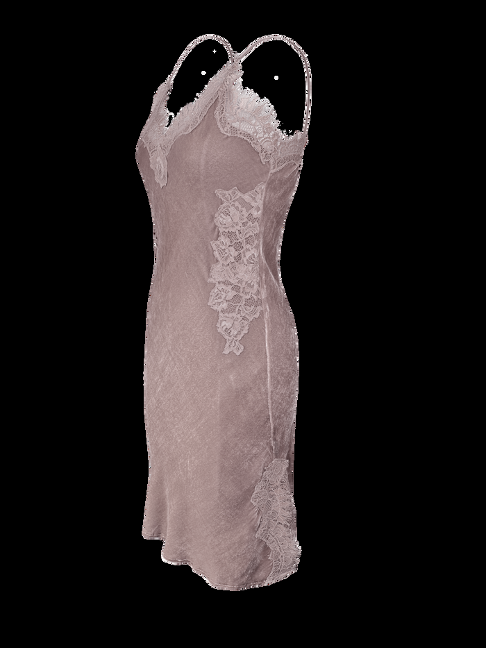 Gold Hawk Velvet Brigitte Mid Length Bias Dress - Nude Crystal