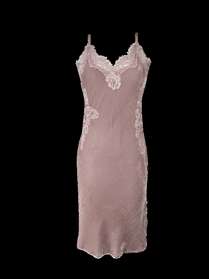 gold hawk Velvet Brigitte Mid Length Bias Dress - Nude Crystal