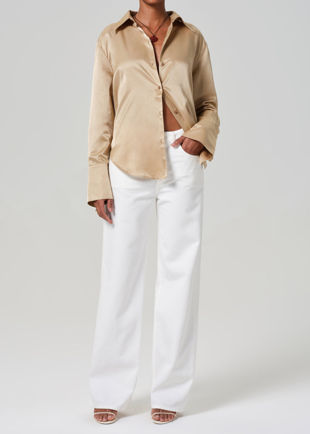 gold sign Annina High Rise Wide Leg 30" In Soft White