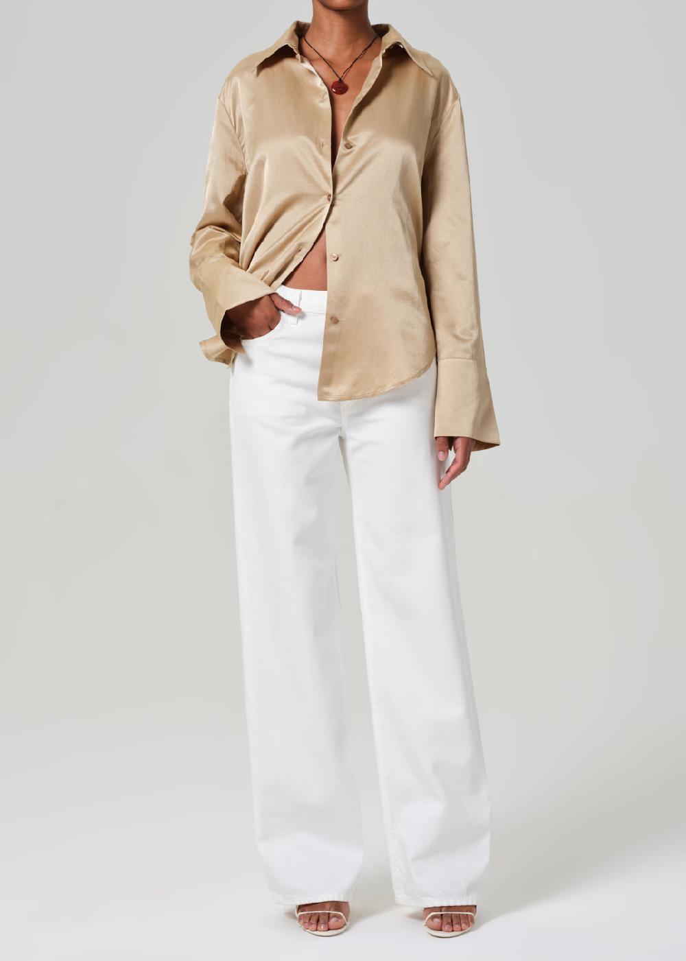 gold sign Annina High Rise Wide Leg 33" In Soft White