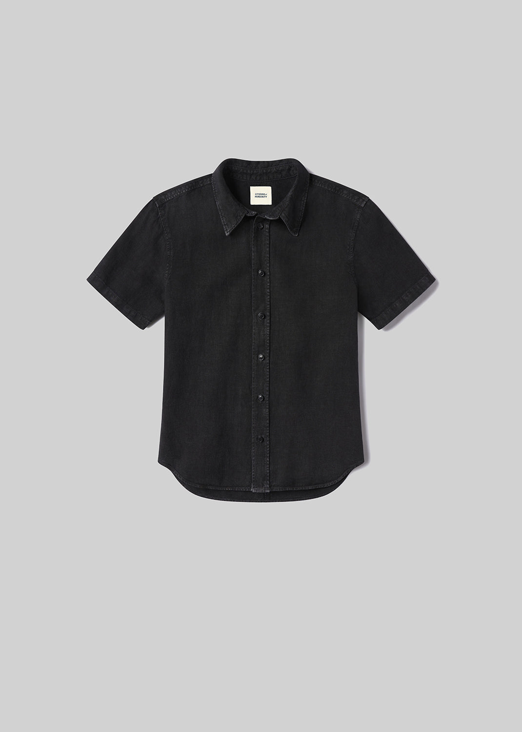 gold sign Cairo Short Sleeve Linen Shirt In Washed Black