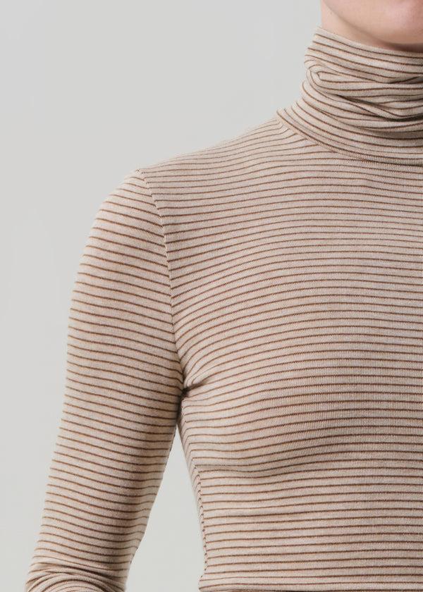 Gold Sign Caradene Turtleneck In Chiltern Oatmeal Stripe