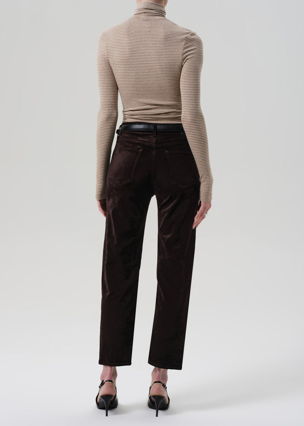 Gold Sign Delfina High Rise Straight Velvet In Espresso