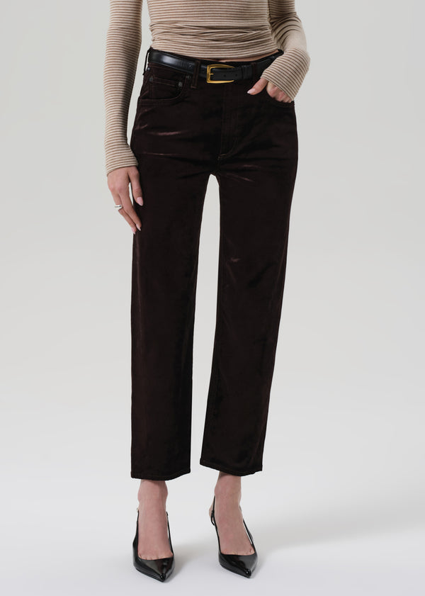 Gold Sign Delfina High Rise Straight Velvet In Espresso