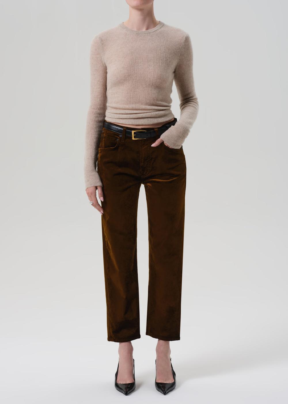 gold sign Delfina High Rise Straight Velvet In Golden