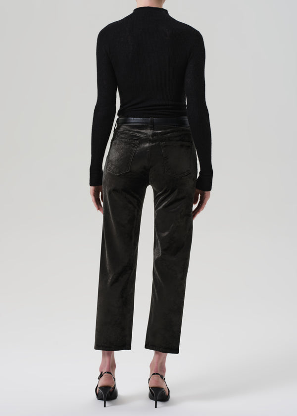 Gold Sign Delfina High Rise Straight Velvet In Olive Leaf