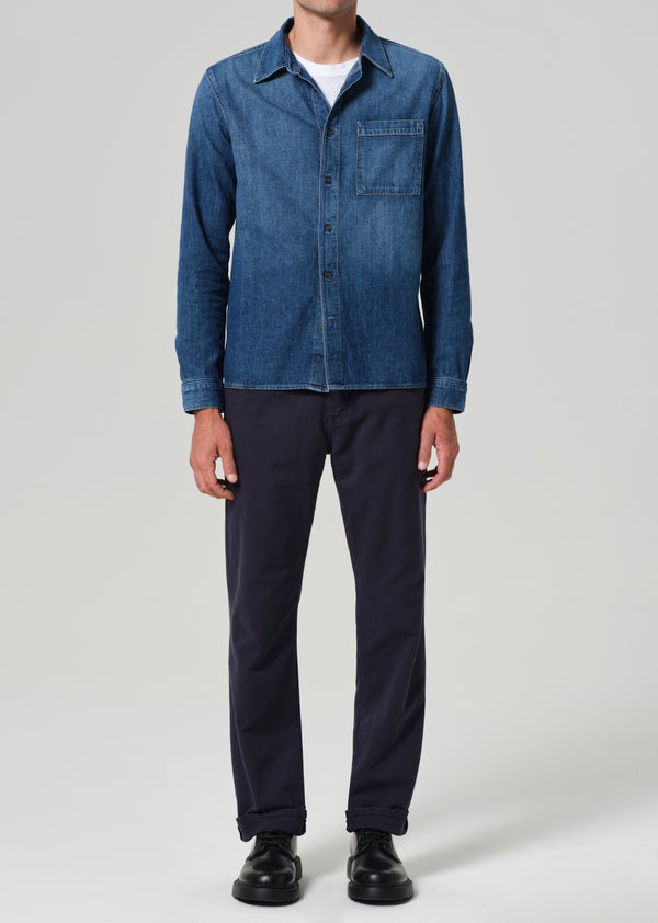 Gold Sign Elijah Relaxed Straight Linen In Night Flight