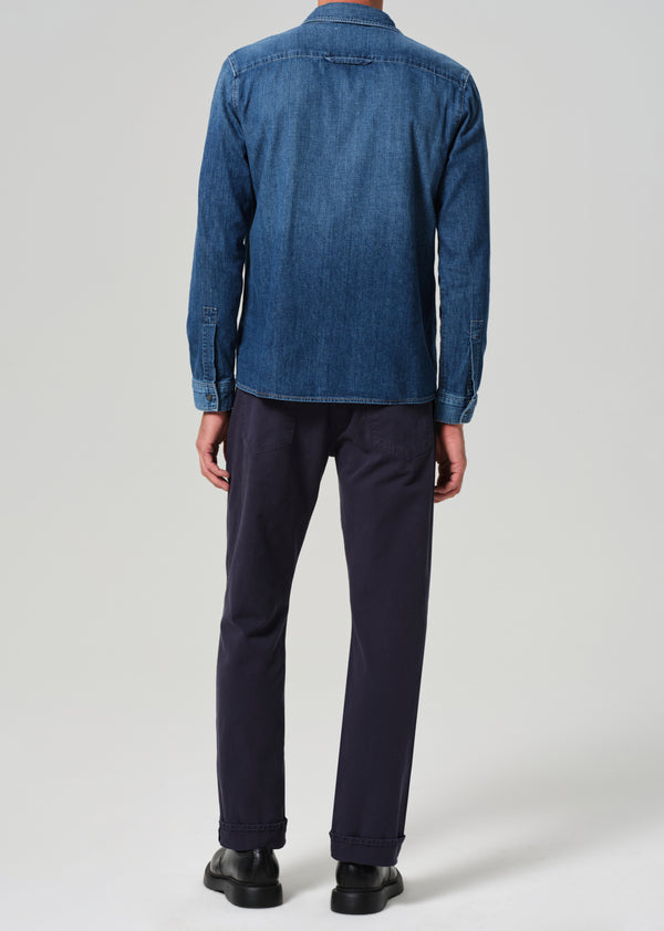 Gold Sign Elijah Relaxed Straight Linen In Night Flight