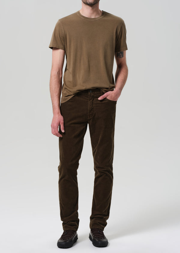 Gold Sign Elijah Straight Stretch Corduroy In Olive