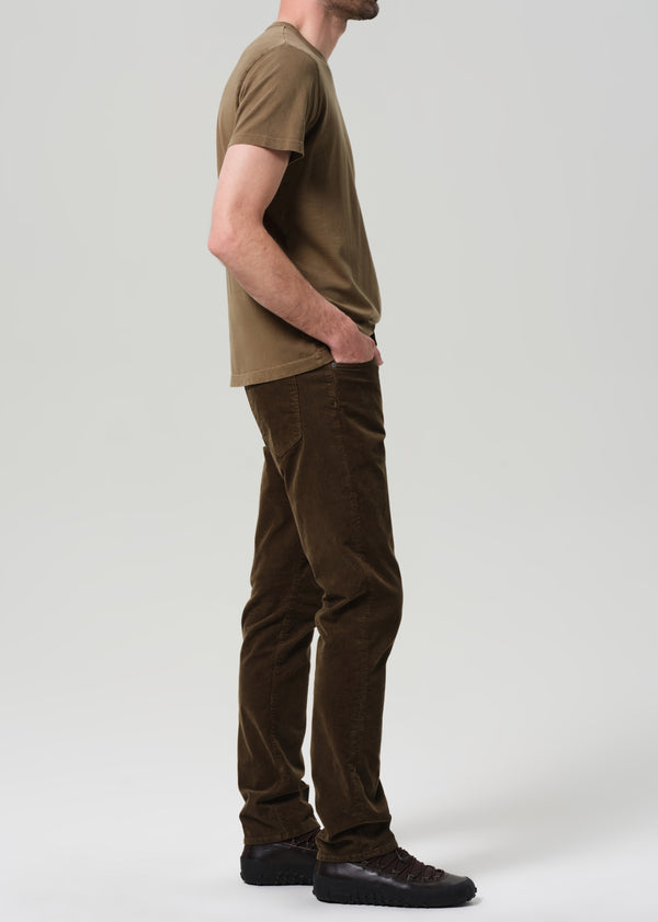 Gold Sign Elijah Straight Stretch Corduroy In Olive