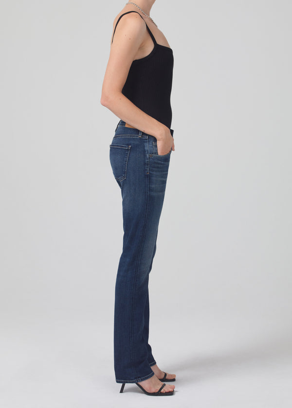 Gold Sign Emerson Mid Rise Relaxed Long In Blue Ridge