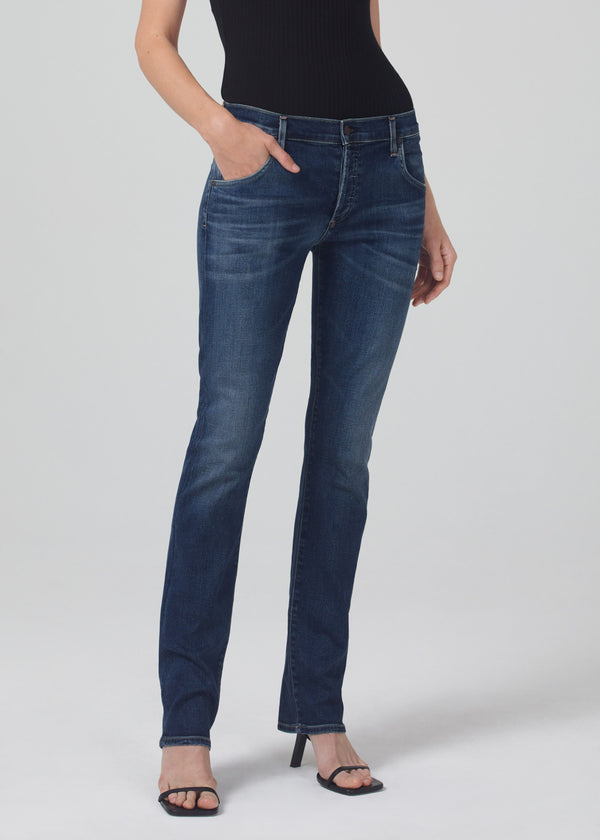 Gold Sign Emerson Mid Rise Relaxed Long In Blue Ridge