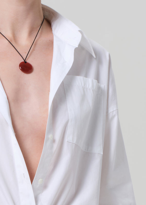 Gold Sign Frances Cropped Cape Button Up In Optic White