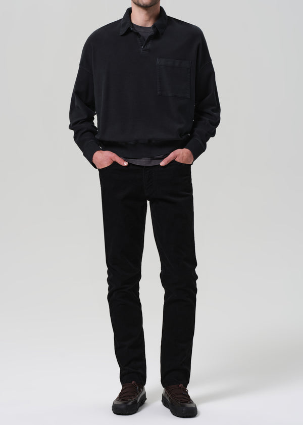 Gold Sign Gage Slim Straight Stretch Corduroy In Black