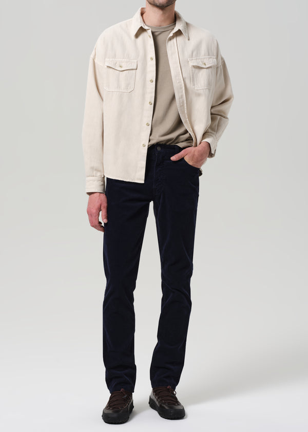 Gold Sign Gage Slim Straight Stretch Corduroy In Navy