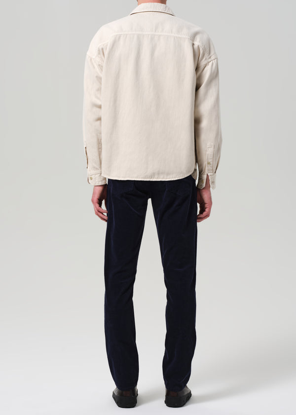 Gold Sign Gage Slim Straight Stretch Corduroy In Navy