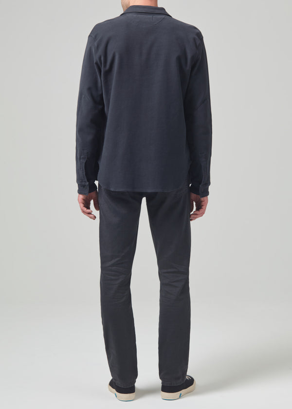 Gold Sign Gage Slim Straight Stretch Linen In Washed Black