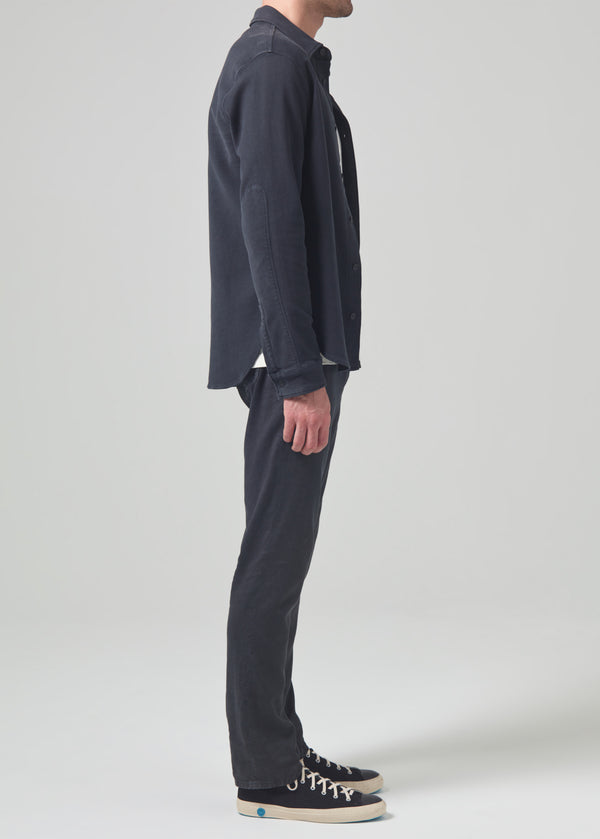 Gold Sign Gage Slim Straight Stretch Linen In Washed Black