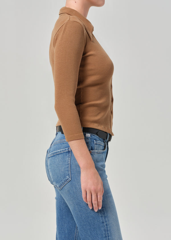 Gold Sign 3/4 Sleeve Gila Polo In Manuka