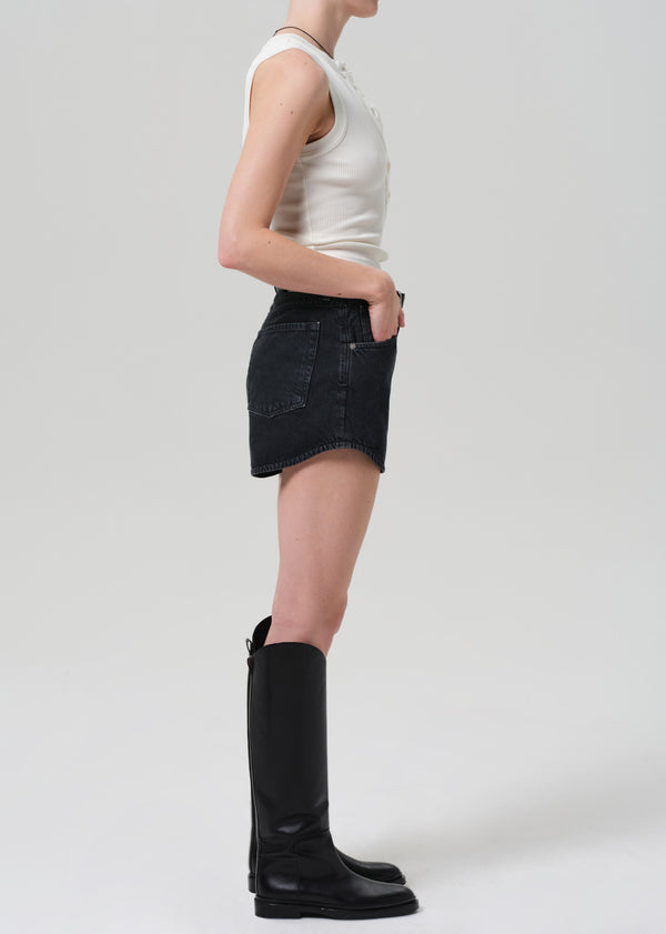 Gold Sign Abita Short In Washed Black